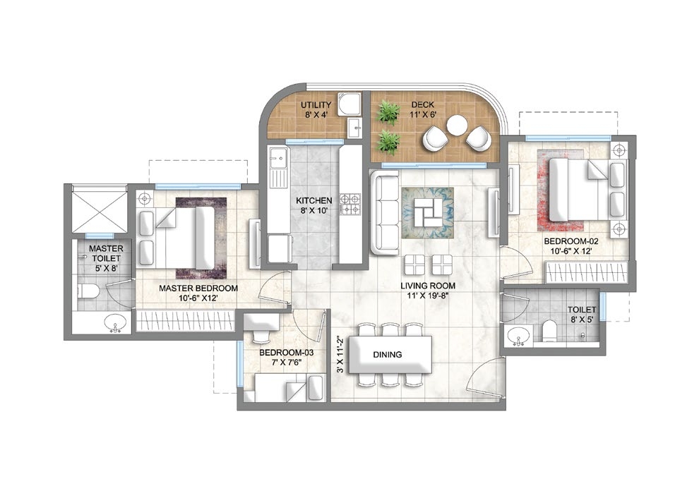 2.5 BHK Floor Plan